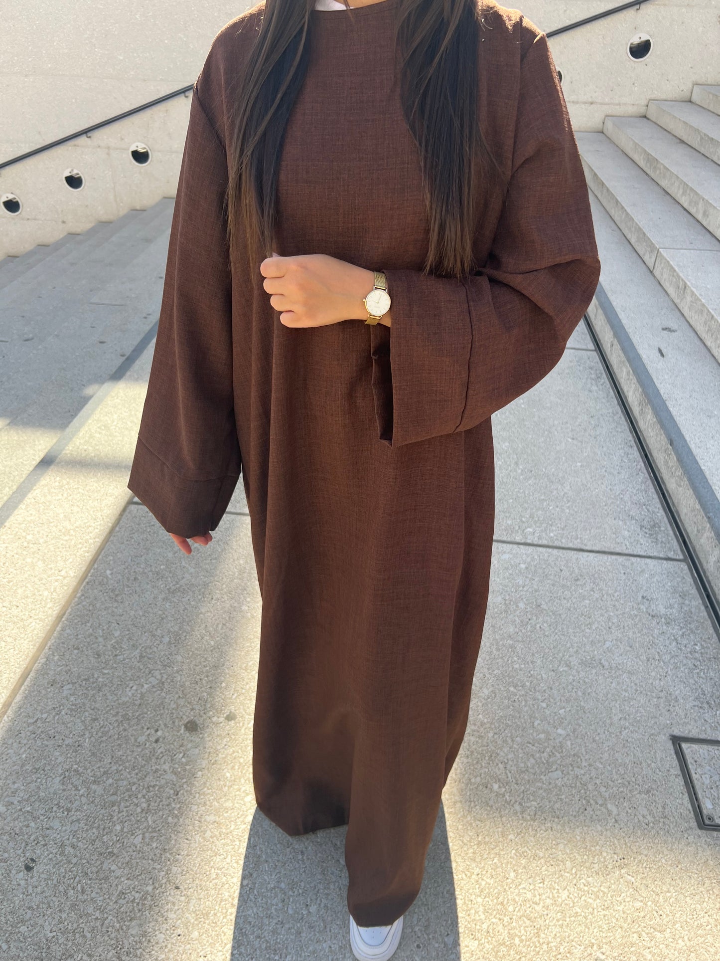 Leinen Abaya - Brownie