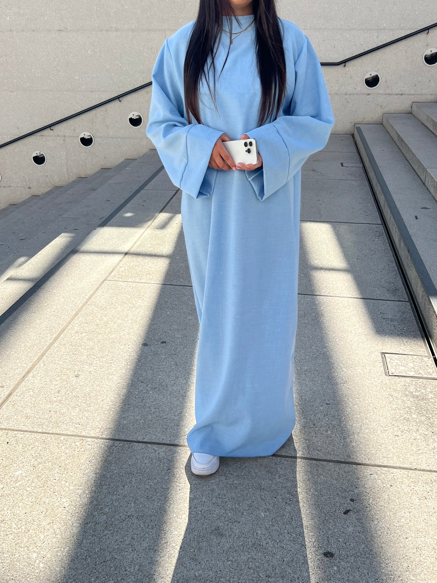 Leinen Abaya - Sky Blue