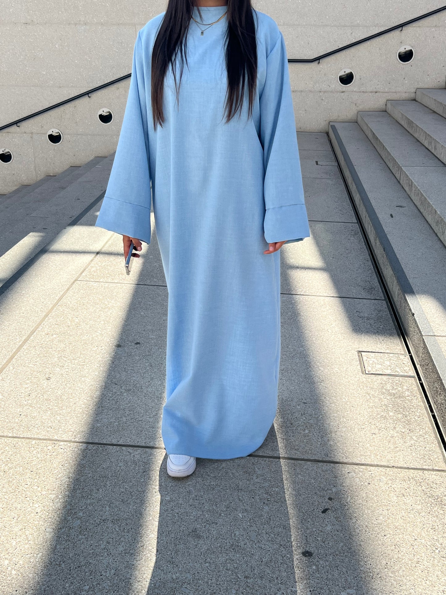 Leinen Abaya - Sky Blue