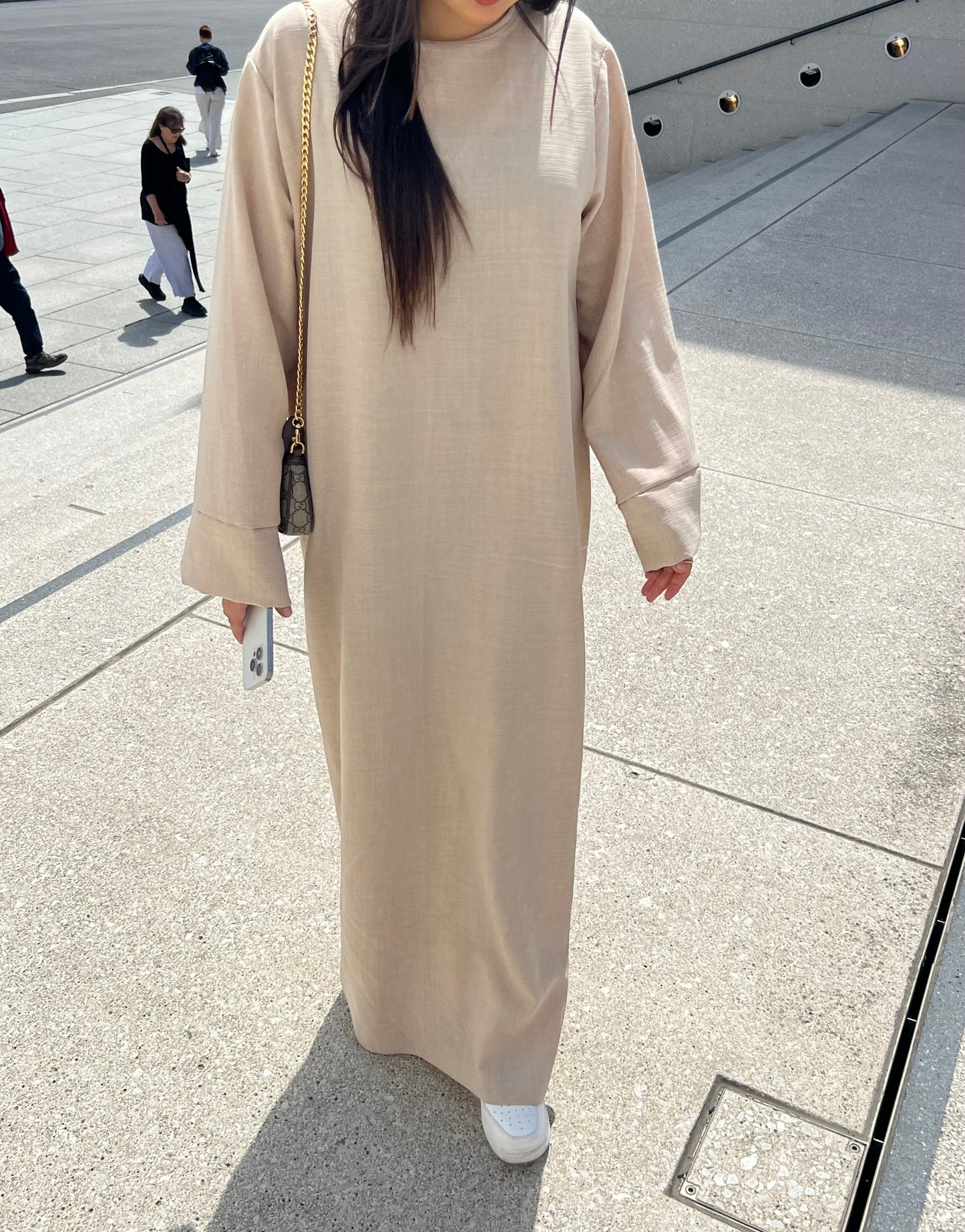 Leinen Abaya - Creme