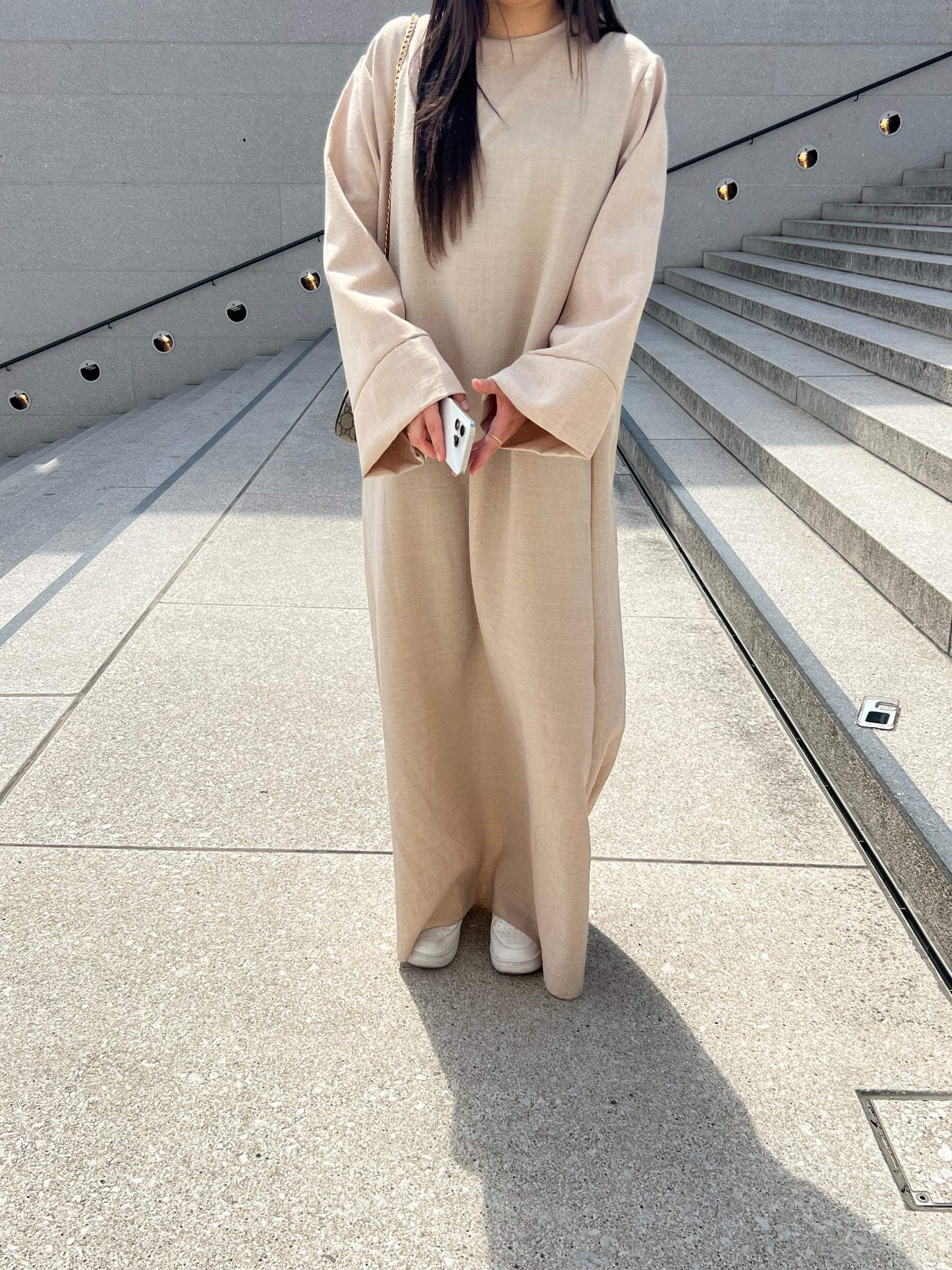 Leinen Abaya - Creme